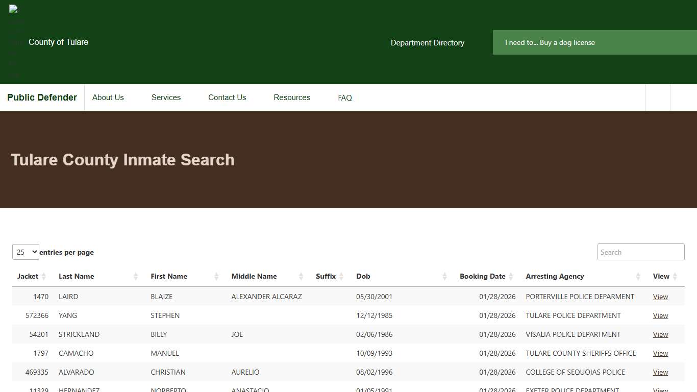 Tulare County Inmate Search Public Defender